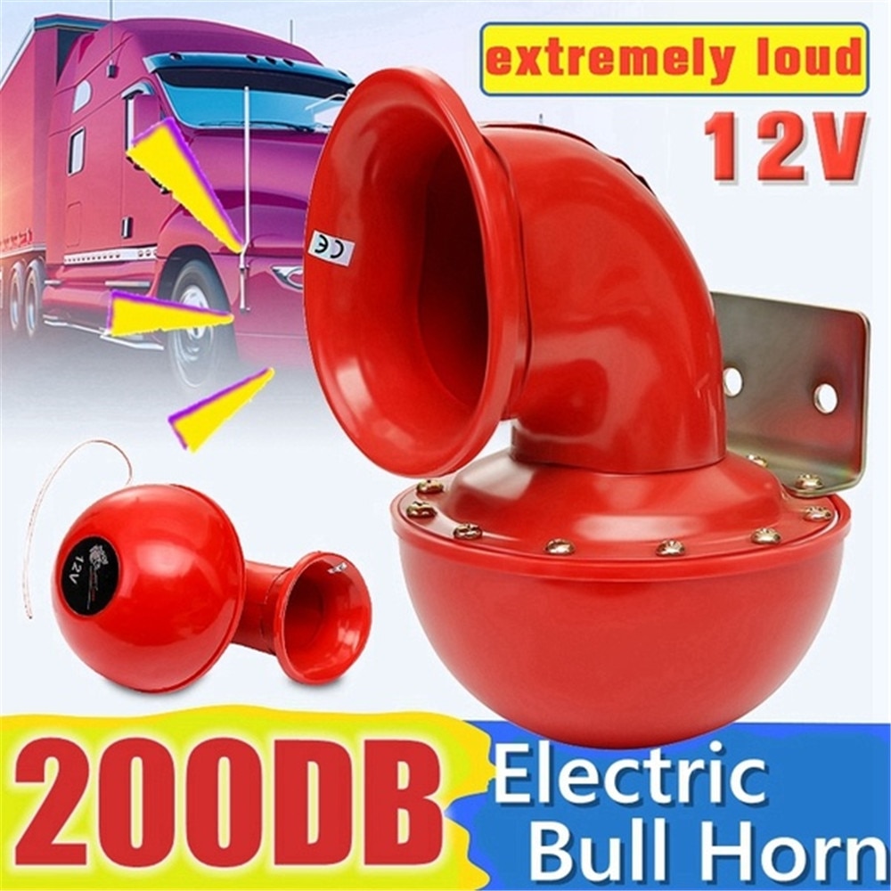 Klaxon à Air électrique 12V 200DB | Rouge, sonore rageant, voiture Air escargot Bull, Super bruyant, pour moto camion