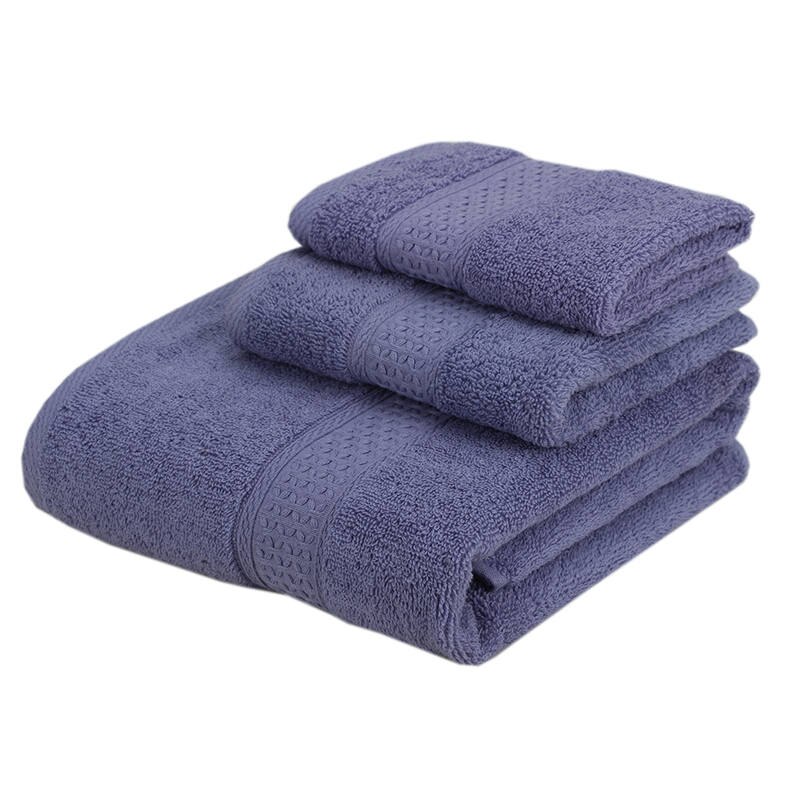 Conjunto de 3 uds. De toallas de baño de algodón suave para adultos, toalla absorbente de felpa de lujo, Sábana de baño playa rostro, toallas básicas para mujer JWYYJ43: light purple