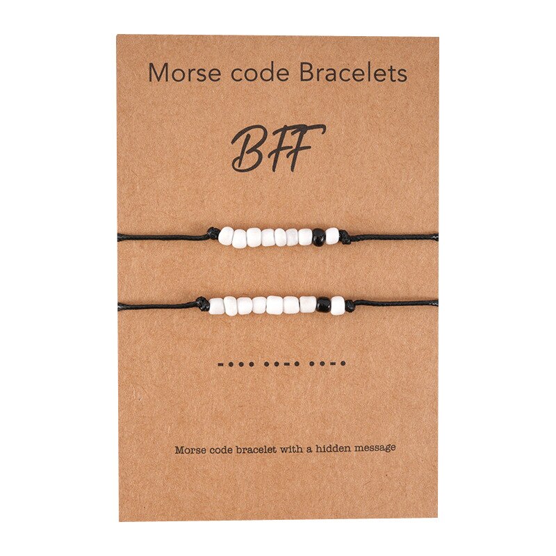 Einstellbare Morse Code Armbinde Frauen Männer Handgemachte Geflochtene Schwarz Seil Armbinde Paar Schmuck