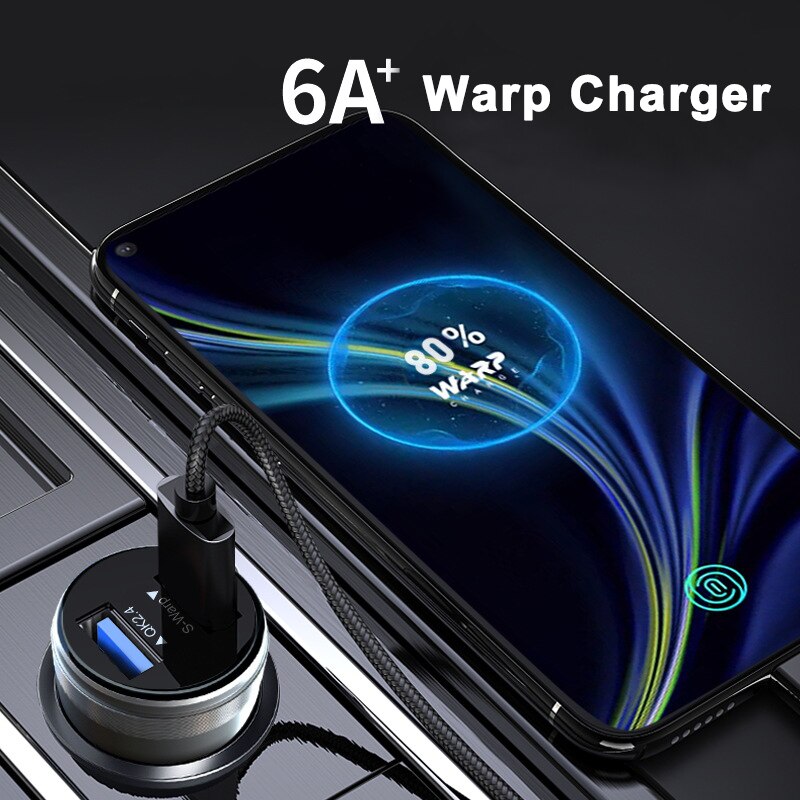30w oneplus 8 pro warp biloplader s-vooc hurtig bilopladning type-c hurtig kabel til én plus nord 8 7t 6t 5t 1+5 1+3 dash oplader