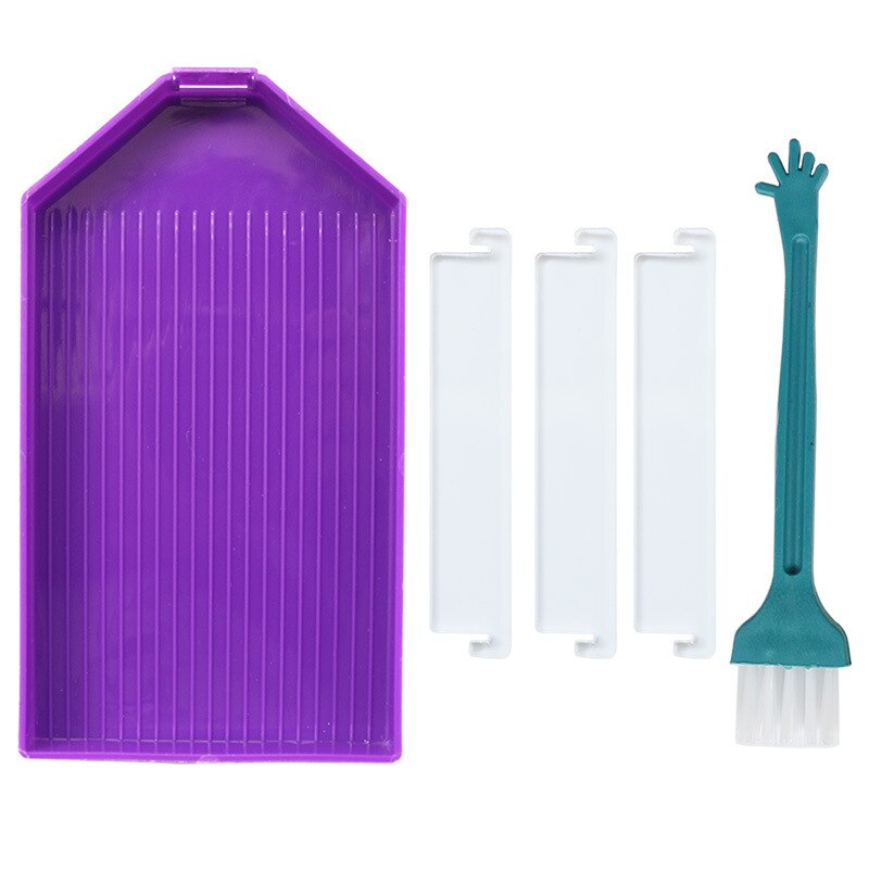 1pc stor kapacitet stor boreplade plastbakke store sæt diy diamant malebakke plade broderiværktøj broderitilbehør: Lilla