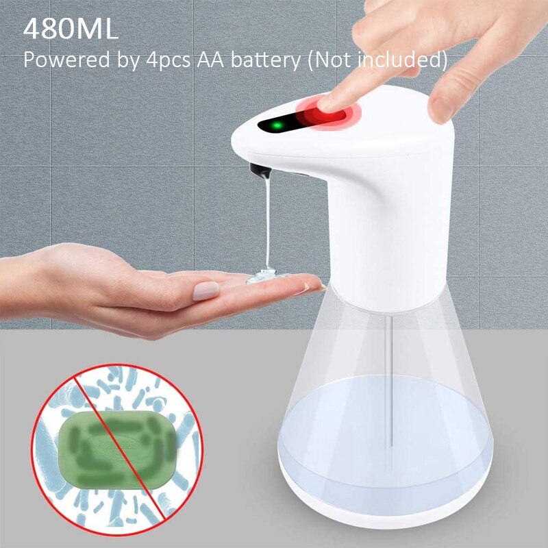 Automatic Soap Dispenser Touchless Smart Sensor Liquid Soap Dispenser Pump Hand Free Detergent Dispensador for Bathroom Kitchen: 480ML Clear