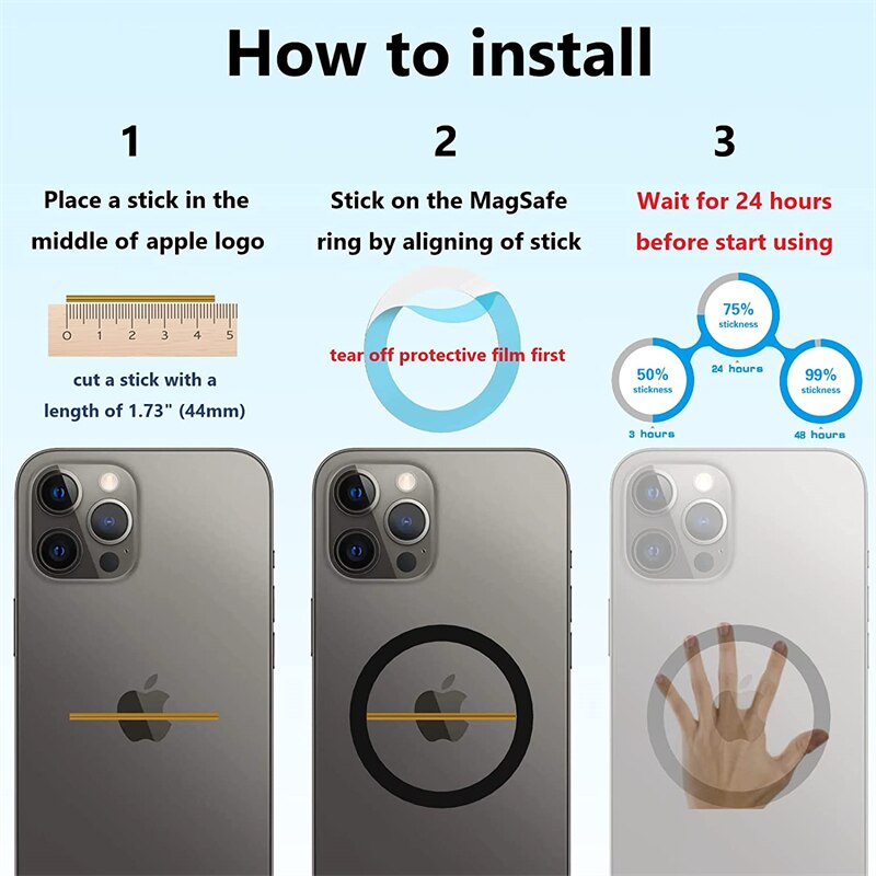 4PCS for Magsafe Wireless Charger Sticker for IPhone 13 12 Pro Max Mini Phone Metal Magnetic Macsafe Fast Charging Ring Holder