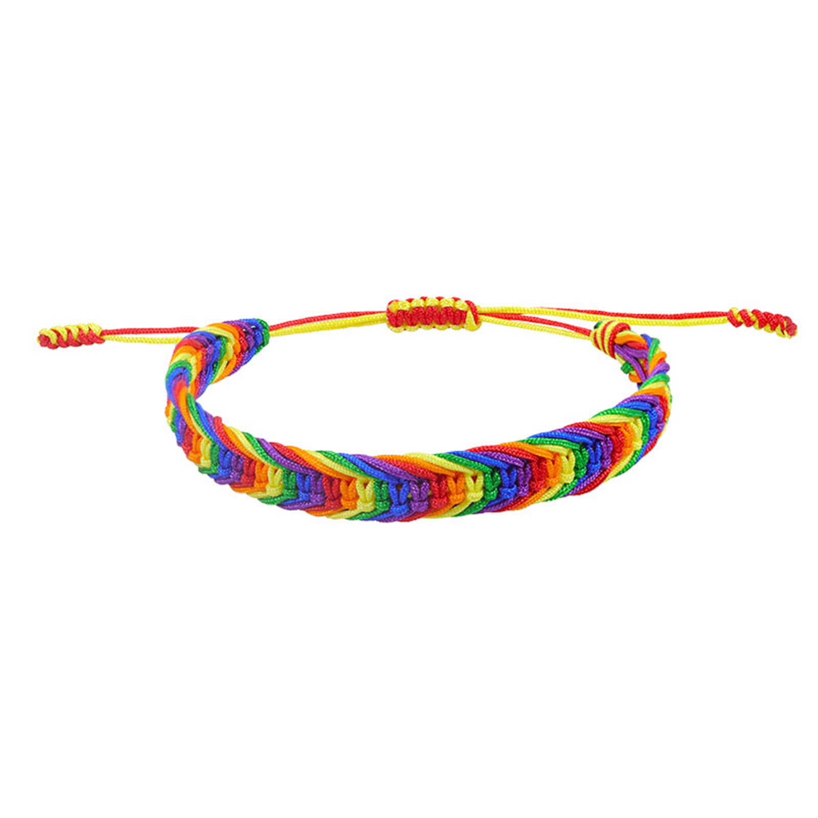 Pulseras de amistad trenzadas con hilo ondulado bohemio de poliéster, tejido étnico Multicolor texturizado ajustable de 15cm-27cm de largo, 1 ud.: Color dorado