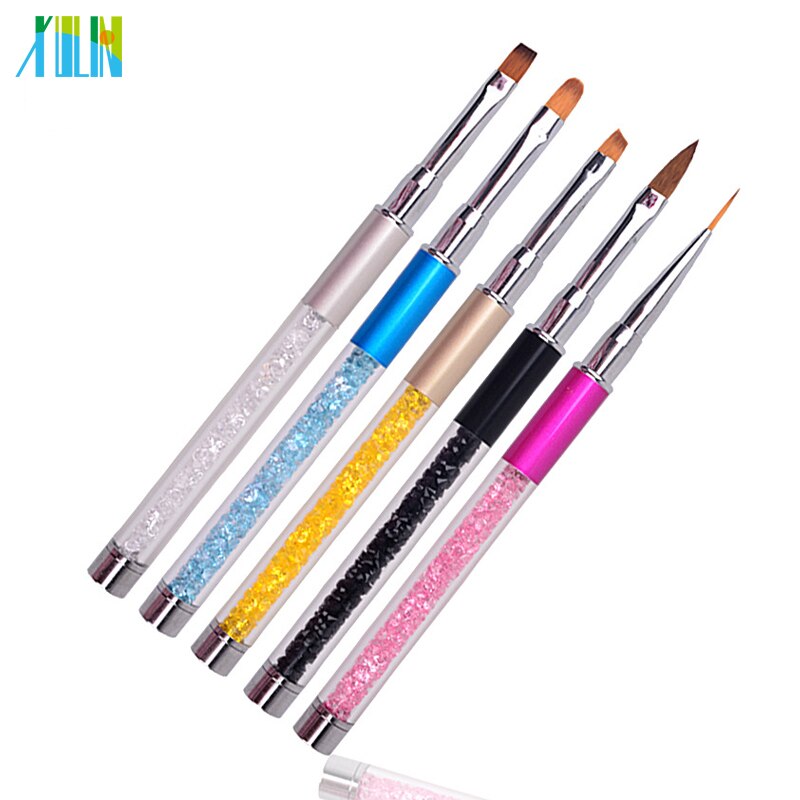 Trazador de líneas de pintura en Gel UV, 1 unidad, cepillo de pluma para uñas, removedor de cutículas de cuarzo, mango de cuentas de 10 colores, herramienta de pincel para manicura artística