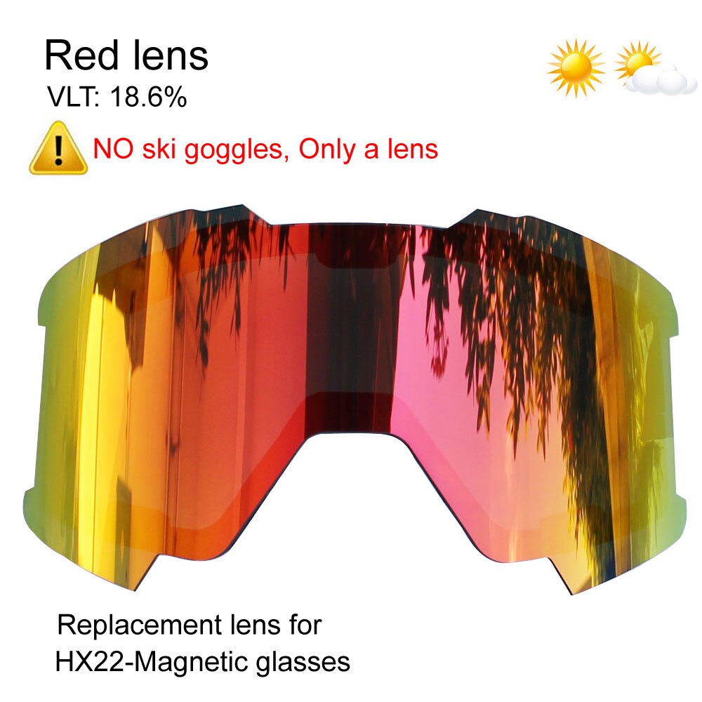 Magnetic Ski Goggles Double Layer Polarized Lens Skiing Anti-fog UV400 Snowboard Goggles Men Women Ski Glasses Eyewear: Red lens only