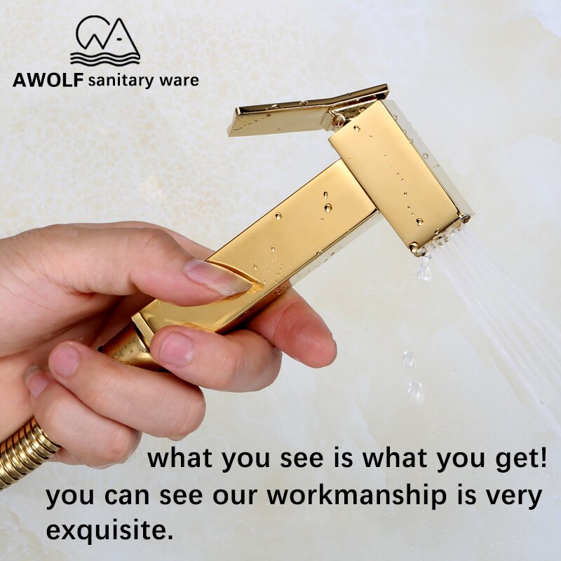 Toilet Bidet Sprayer Shattaf Hand Held Douche Kit Shiny Titanium Gold Bathroom Toilet Jet Cleaner Bidet Shower Head AP2130