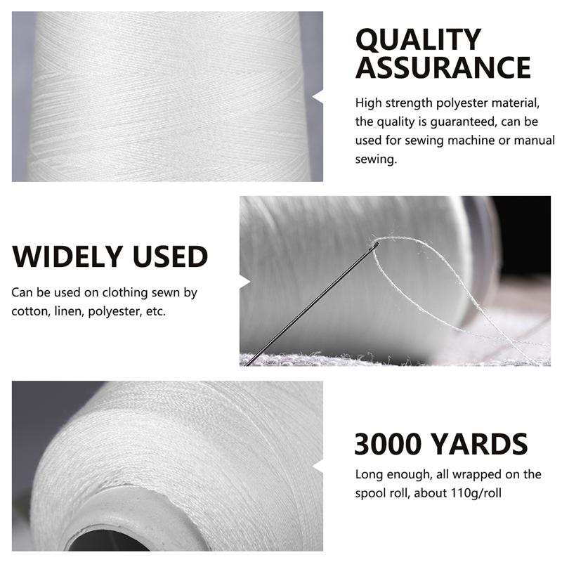 3000 Yards Polyester Sewing Thread Bleached Polyes... – Grandado
