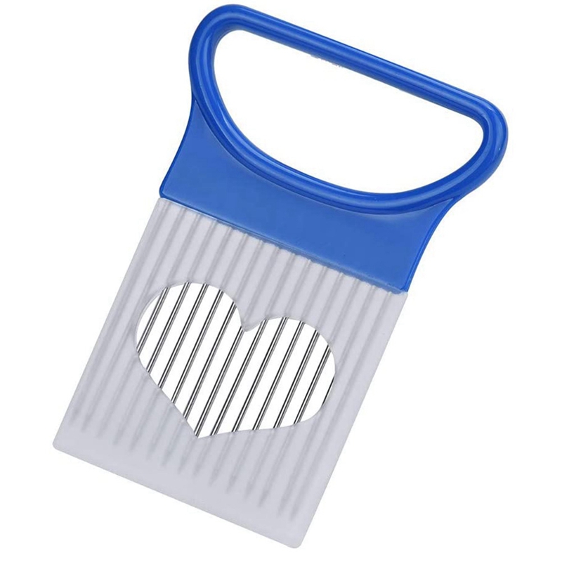 Kitchen Cutting Tools Slicer Tomato Onion Vegetable Slicer Cutting Auxiliary Support Guide Slicer Safety Fork: Blue