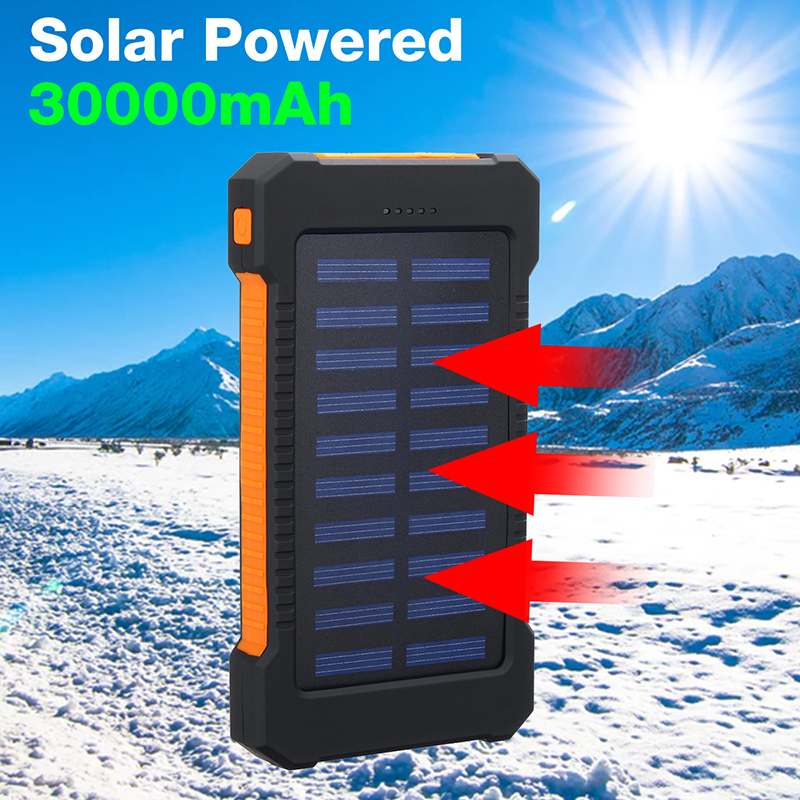 30000/20000/10000 Mah Solar Power Bank Waterdicht Solar Charger 2 Usb Travel Externe Lader Powerbank Voor Xiaomi