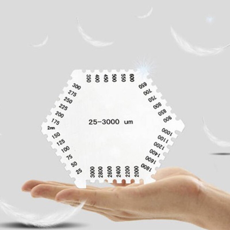 Peigne à Film humide hexagonal en acier inoxydable, Instrument de haute précision, jauge d'épaisseur de diaphragme humide en acier inoxydable