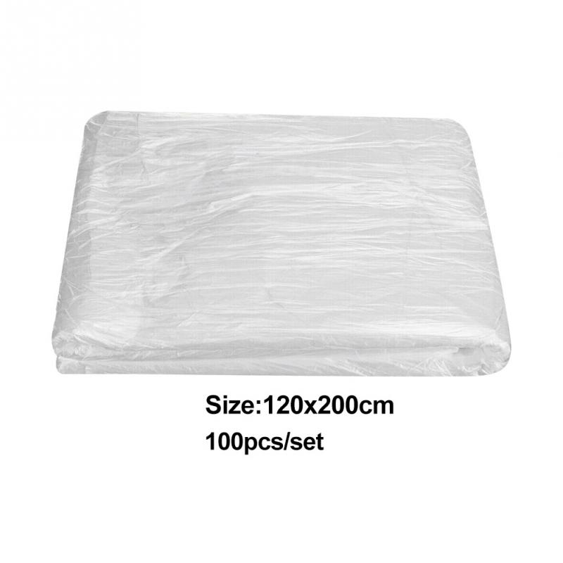 100pcs Portable Couch Cover Plastic Waxing Protection Spa Bed Sheets Waterproof Transparent Massage Tables Disposable Use DIY: 120x200cm