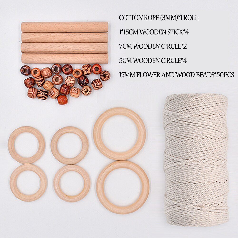 Ring Wood Stick Macrame Linen Rope Twine DIY Teether Macrame Kit Macrame DIY DIY DIY Teether Macrame Kit Accessories DIY Cord