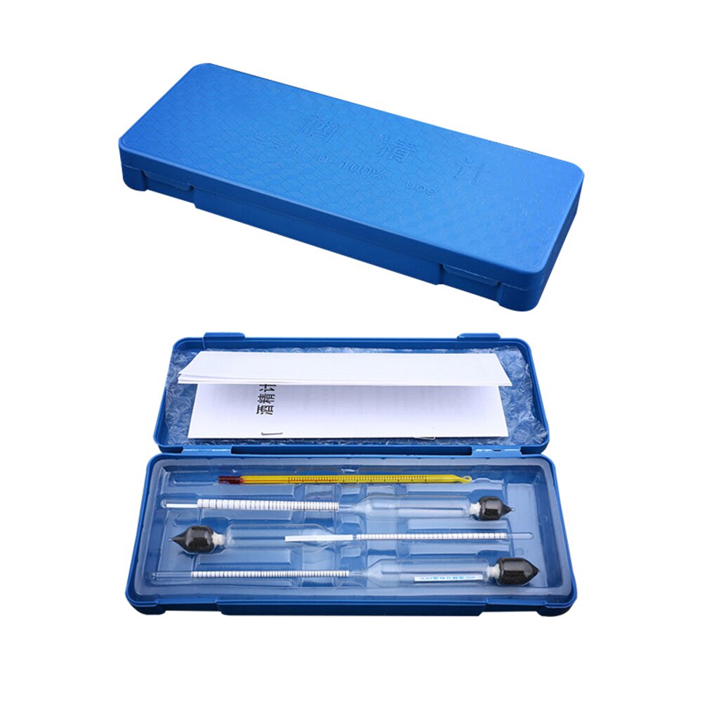 Alkohol Meter Wein Konzentration Meter Alkohol Instrument Hydrometer Tester Mit Mess Zylinder Thermometer 0-100%