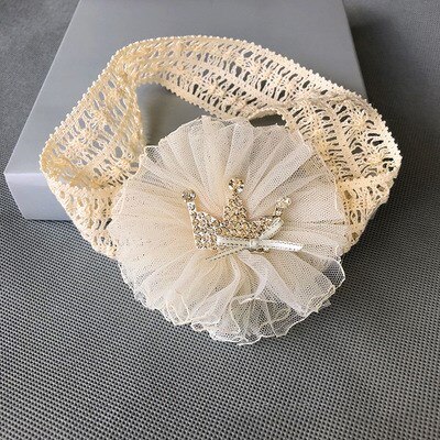Bebê meninas flor hairband malha coroa headdress macio bandana ano novo presente festa tiara headwear acessórios de cabelo: 3