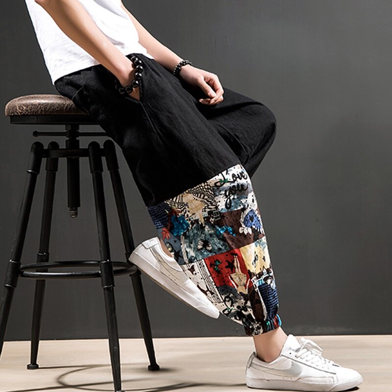 2022 nowe spodnie w stylu Hip Hop Streetwear spodnie joggery bawełna mężczyźni Casual Cargotrousers w pasie w stylu chińskim Harem Pants TA012