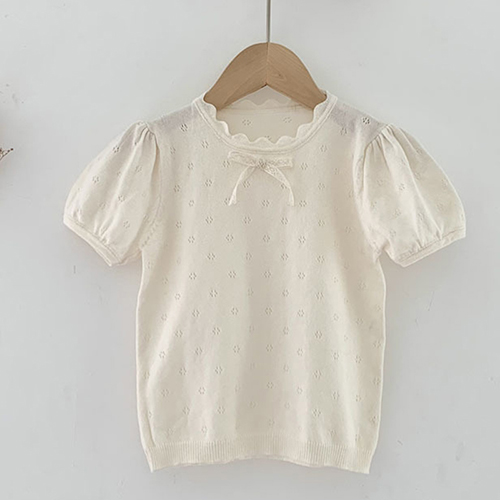Letnie dziewczynek z krótkim rękawem jednolity pulower sweter dzieci dzianinowe swetry dziurawy oddychające dzieci swetry dziergane: W121503 Beige / 12 m