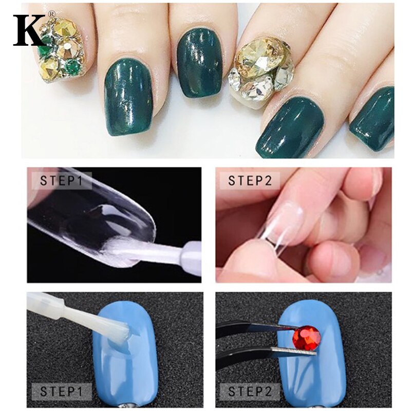 10g Sneldrogende Nail Lijm voor Valse Nagels Glitter Acryl Decoratie met Borstel Valse Nail Tips Faux Ongle Nail care Tools 1pc