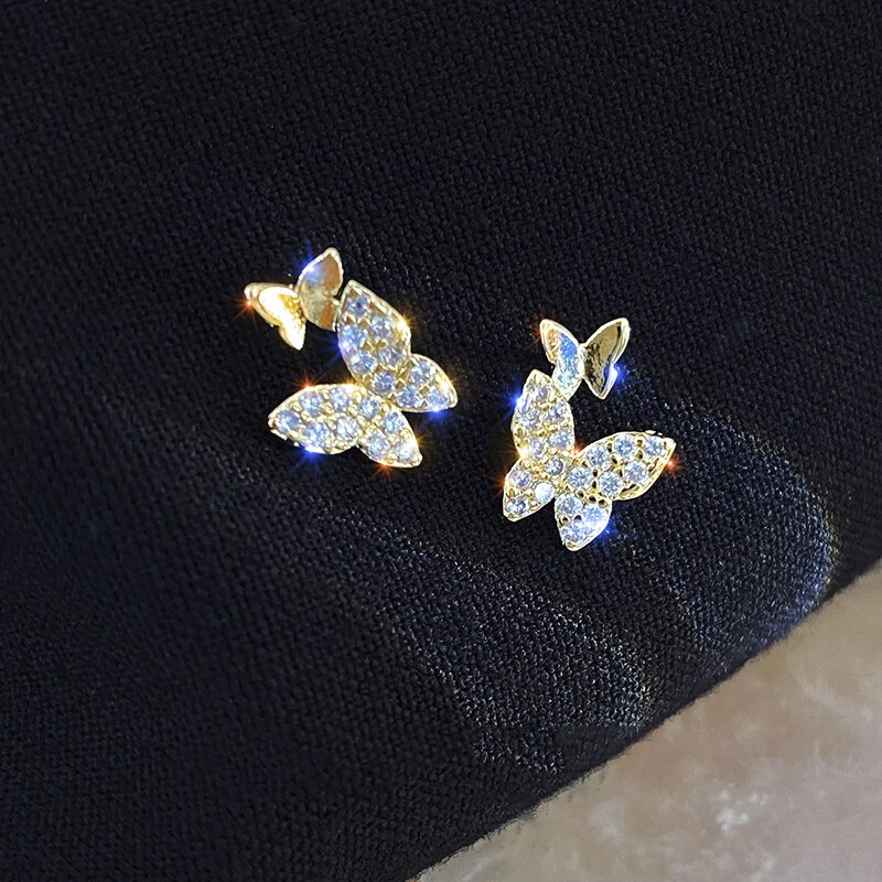 Lange Oorbellen Vrouwen Boog Kwastje Oorbellen Voor-en Achterkant Kristal Boog Kwastje Oorbellen Vrouwelijke Lange Temperament Vlinder Oorbellen: 281jin-B