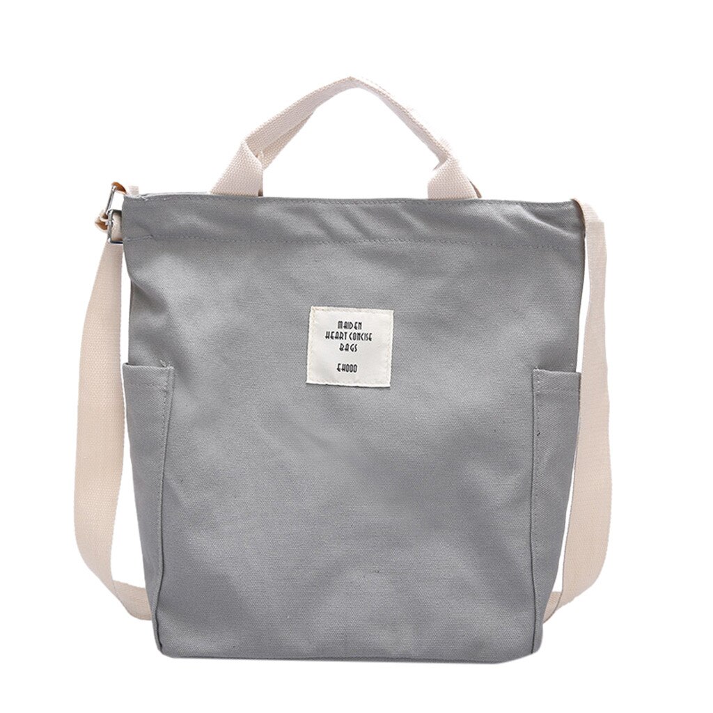 Summer Women's bag Simple Single Shoulder Messenger Bags Canvas HandBag lady travel totes bag: Gray