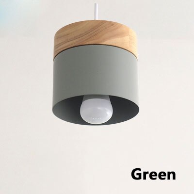 Nordisk enkelhed led  e27 pendel moderne macaron hængelamper hjem forbedring jern og træ dekoration pendel lampe: Grøn / Varm hvid
