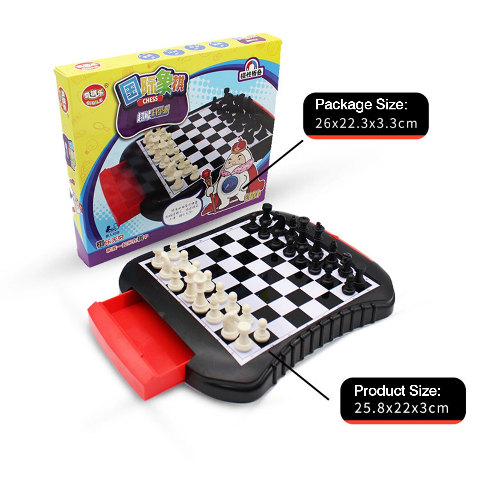 Jeu d'échecs magnétique avec dessin-type échiquier Puzzle jouet échiquier pièces magnétiques divertissement jeux de société famille enfants
