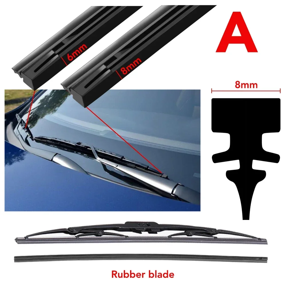 Tiras de goma para limpiaparabrisas de coche, repuesto de escobilla de limpiaparabrisas, piezas de repuesto, todo tipo de estaciones, limpiaparabrisas, cuchilla, accesorios suaves para coche