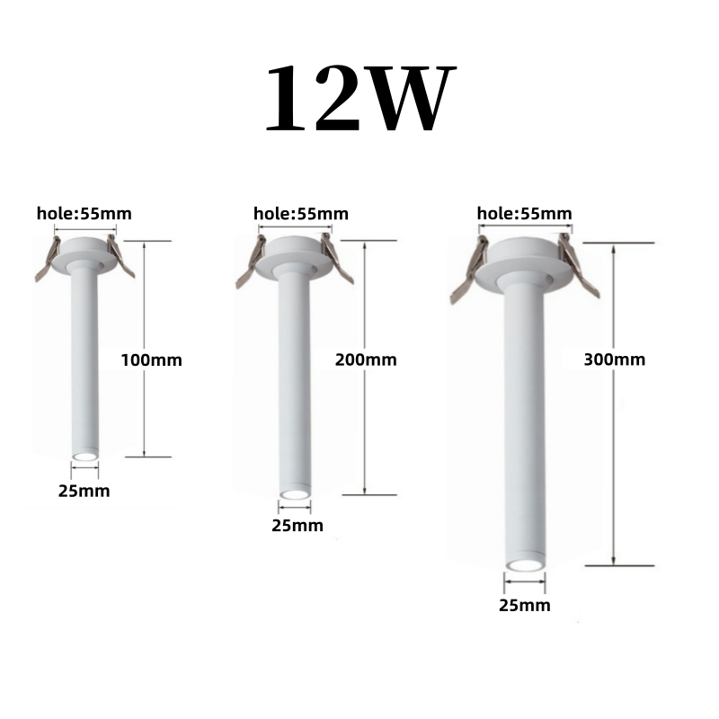 Lámpara LED de techo de tubo largo regulable integrada, luz de techo giratoria en ángulo COB de 12W para cocina, dormitorio, imagen, fondo de TV