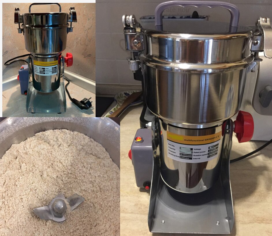 Broyeur, 110V/220V, 800g, pour Grains, épices, herbes, céréales, café, aliments secs, appareil broyeur, farine et poudre, médicaments