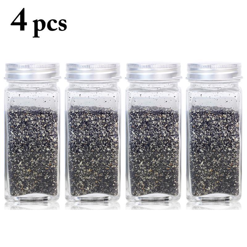 2/4 stk tykkere glass krydder salt pepper shakere krydderkanne kan bbq verktøy krydderkrukke flasker cruet container krydder shaker: Hvit
