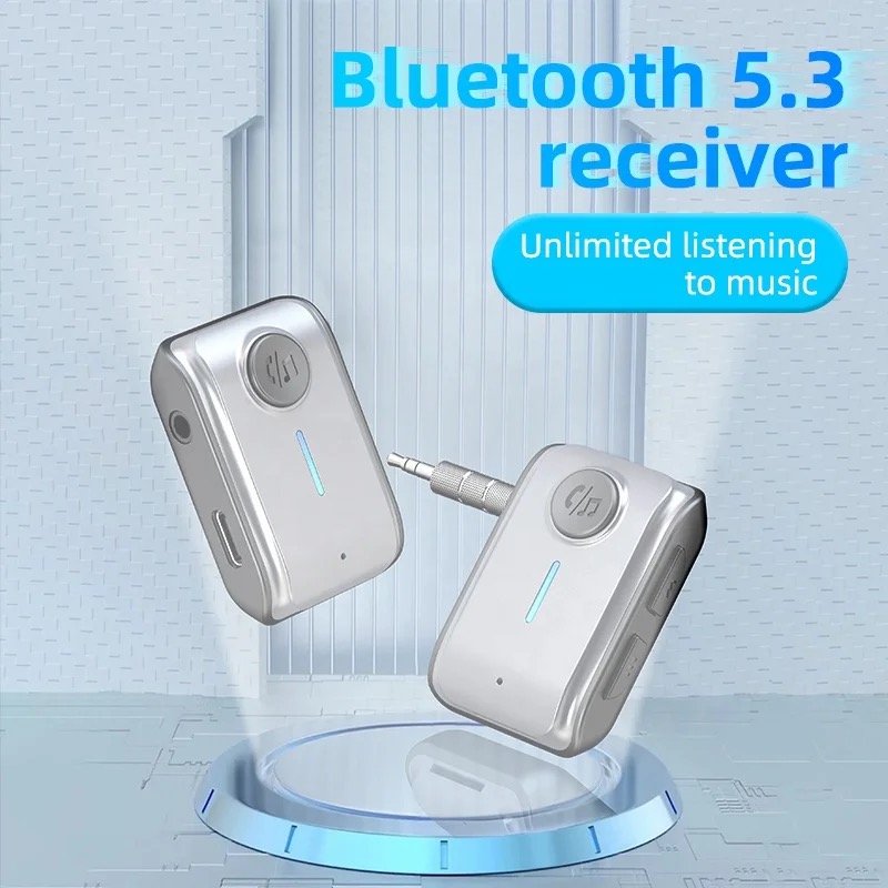 Bluetooth 5.3 Car Receiver Adapter 3.5mm AUX Jacks for Car Speaker Headset Audio Music Receiver Hands Free Bluetooth 5.3 Adapter