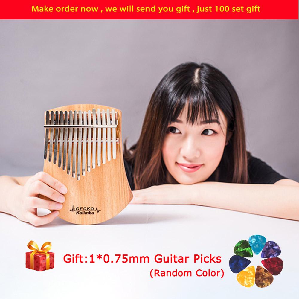 GECKO 17 Keys Kalimba African Camphor Wood Thumb Piano Finger Percussion Wood Musical Instrument Mbira Likembe Sanza