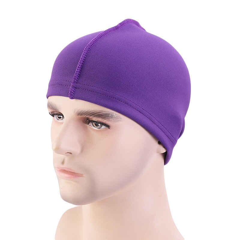 Unisex Solid Summer Satin Breathable Turban Hat Men Hip Hop Durags wave dome cap: Purple