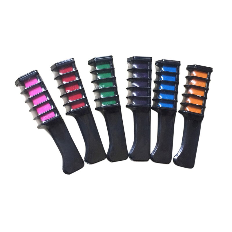 Peines desechables de tiza para el cabello, crayones de pelo Unisex, herramientas de teñido para tinte temporal para el cabello, de Cosplay en casa, salón de peluquería DIY, 6 uds.