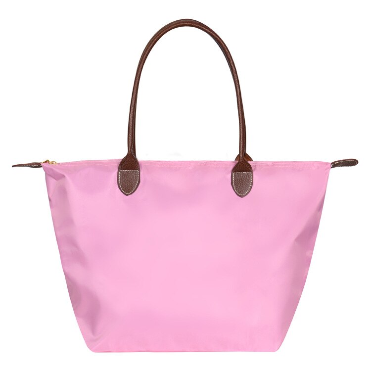 Women's Light Beach Tote Handbags Casual One Shoulder Messenger Solid Color Bag Large Capacity Dumpling With Zipper Shopping Bag: Pink