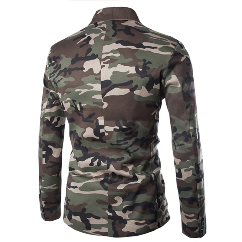 Chaqueta de traje Formal para hombre, chaqueta de negocios con estampado de camuflaje para hombre, chaqueta delgada de boda para aniversario de una sola botonadura