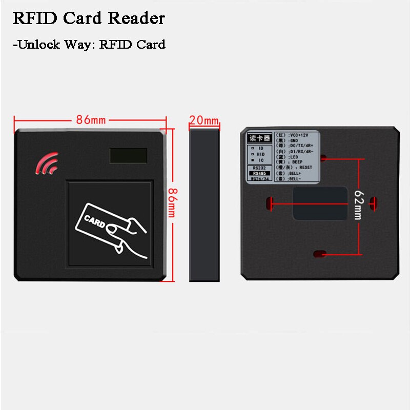 Zewnętrzny otwieracz bramy zamek RFID zestaw kontroli dostępu 125KHz/13.56MHz ID/IC czytnik kod/klawiatura/dzwonek WG34/26 wyjście zamek drzwi