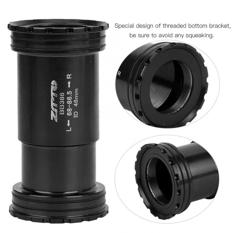 ZTTO BB386 EVO PF30 Bottom Bracket - Alloy Threaded Bracket For Road/Cyclocross Bikes, Black
