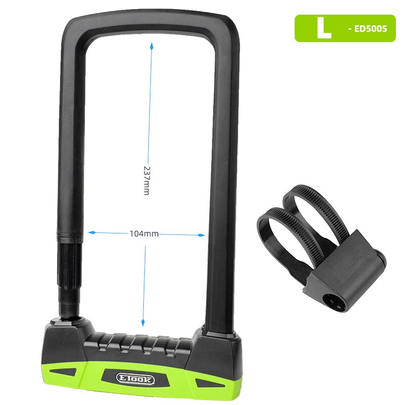 Etook Bicycle U-Lock W/ Mount Bracket Motorcycle E-Bike U-shaped Lock Safety Device Cut Resistant S L Multi Colors: Green L