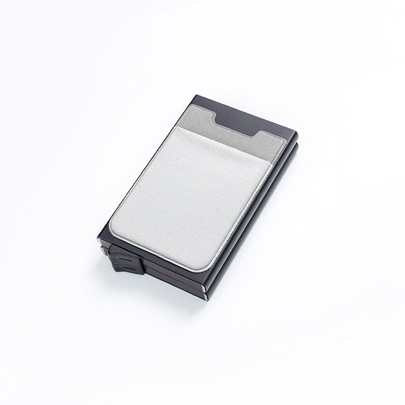 DIENQI Rfid Credit Card Holder Men Aluminium Metal Steel Minimalist Wallet Bank Cardholder Case Luxury Purse nederlands: Black silver