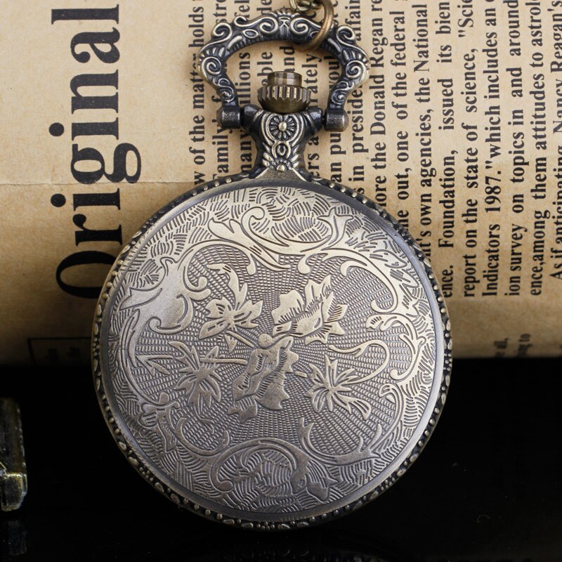 Arrvial Compass Vintage Hollow Skeleton Pocket Watch Black Starry Round Dial Antique Pendant Clock Retro Unisex