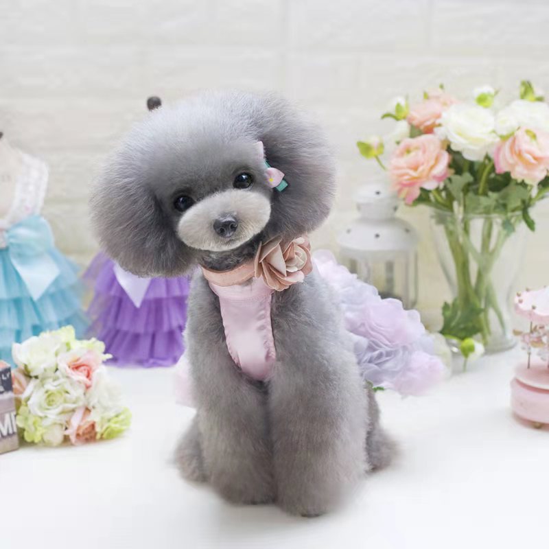 Dog clothes summer thin rose dress for small dogs pet wedding dress dog short skirts vest teddy french bulldog Pomeranian