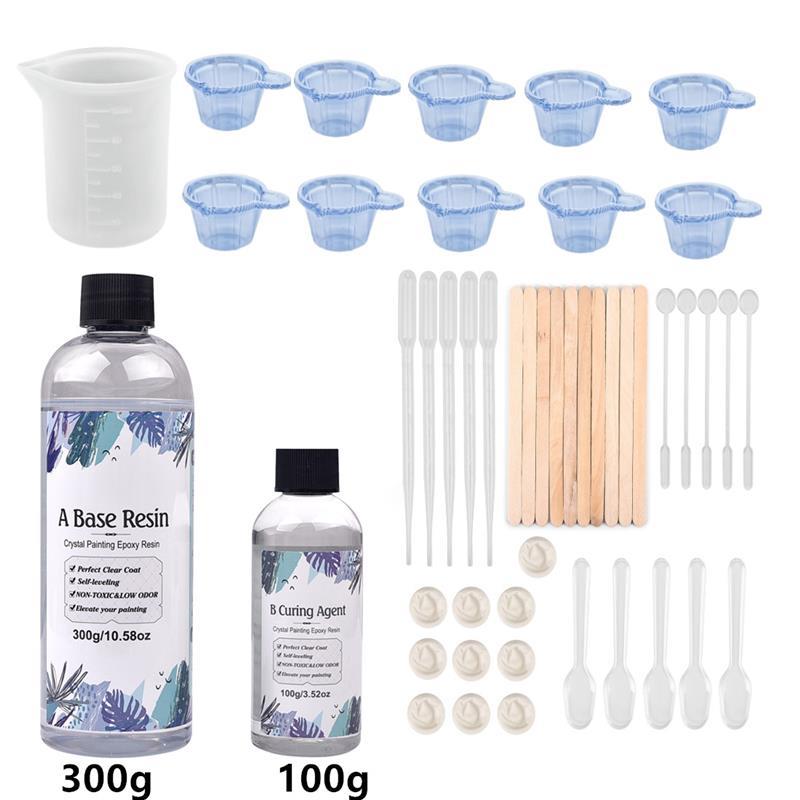 Epoxy Resin Glue AB 3:1 AB Fast Curing Glue Resin Mold Transparent Colorless Glue High Hardness Protection Film 100g/400g/1000g: 400g set