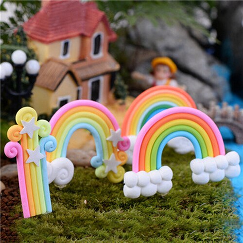 4pcs Rainbow Fairy Garden Miniaturen Regenboog Terrarium Beeldjes Miniatuur Miniatuur Fairy Beeldjes Rainbow Tuin Decoratie