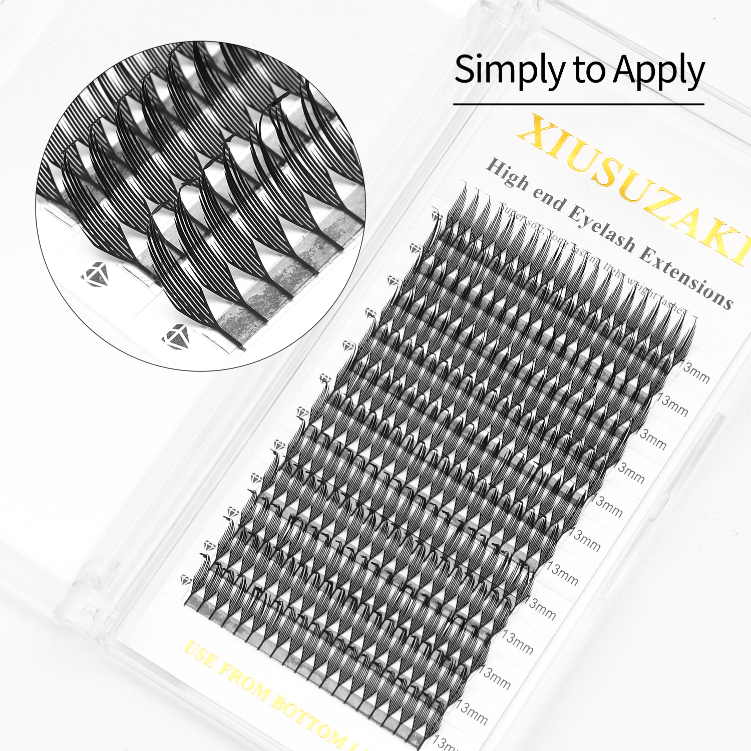 XIUSUZAKI forma de pluma pestañas prefabricadas de abanico corazón estrella cómic Spire pestañas volumen Individual extensiones de pestañas postizas maquillaje