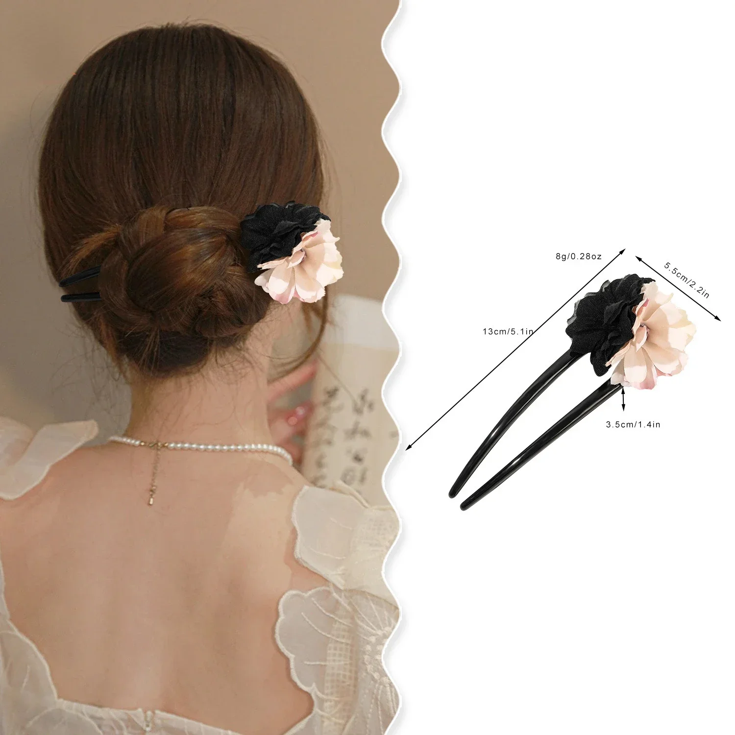 Horquilla de flor de Begonia en forma de U de 13cm, horquilla de pelo Simple a la para mujer, accesorios para el cabello de flores para Festival de estilo étnico,