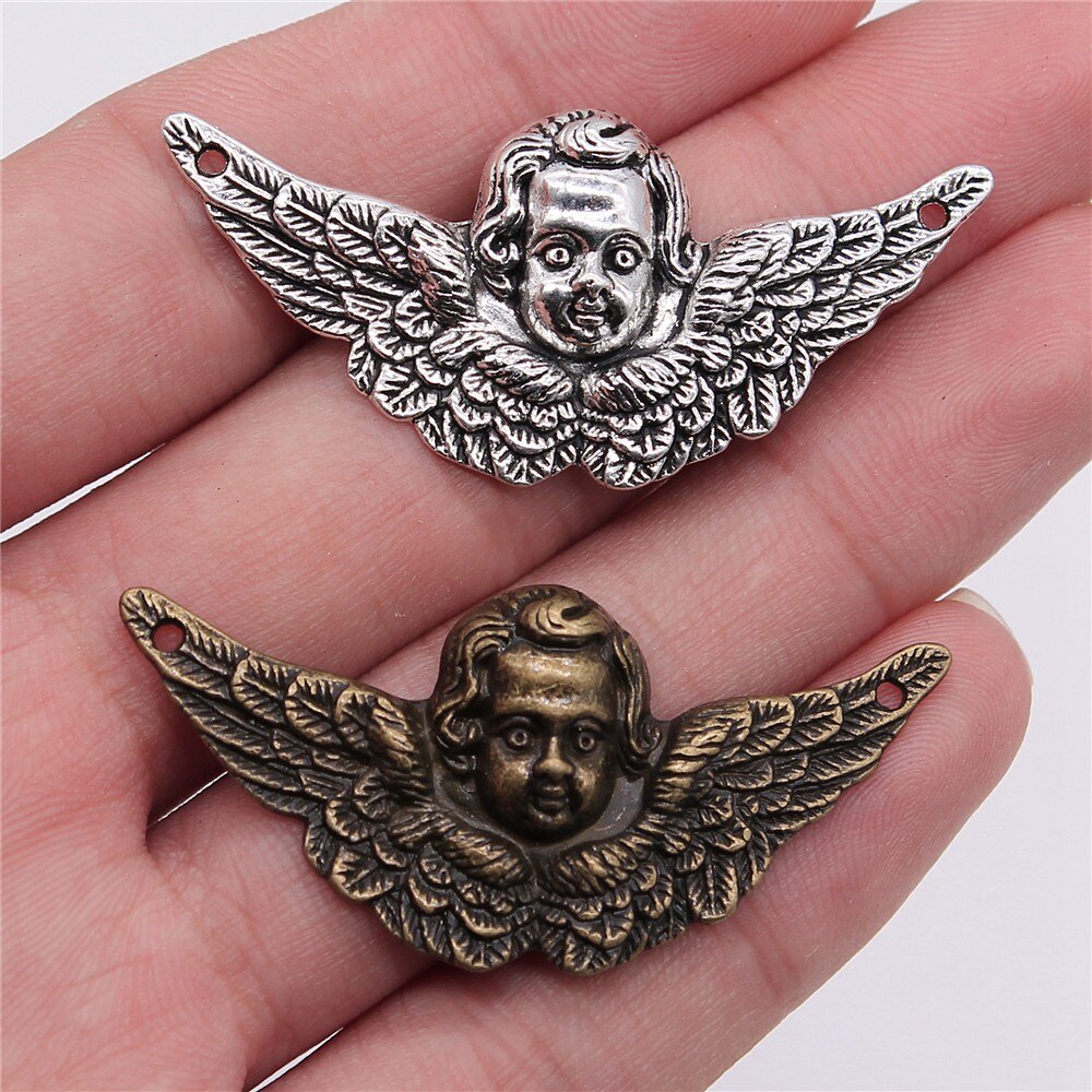 Wysiwyg 5Pcs Charms Angel Cupido 50X23Mm Handgemaakte Craft Hanger Maken Fit Vintage Tibetaans Zilveren Kleur Voor armband Ketting