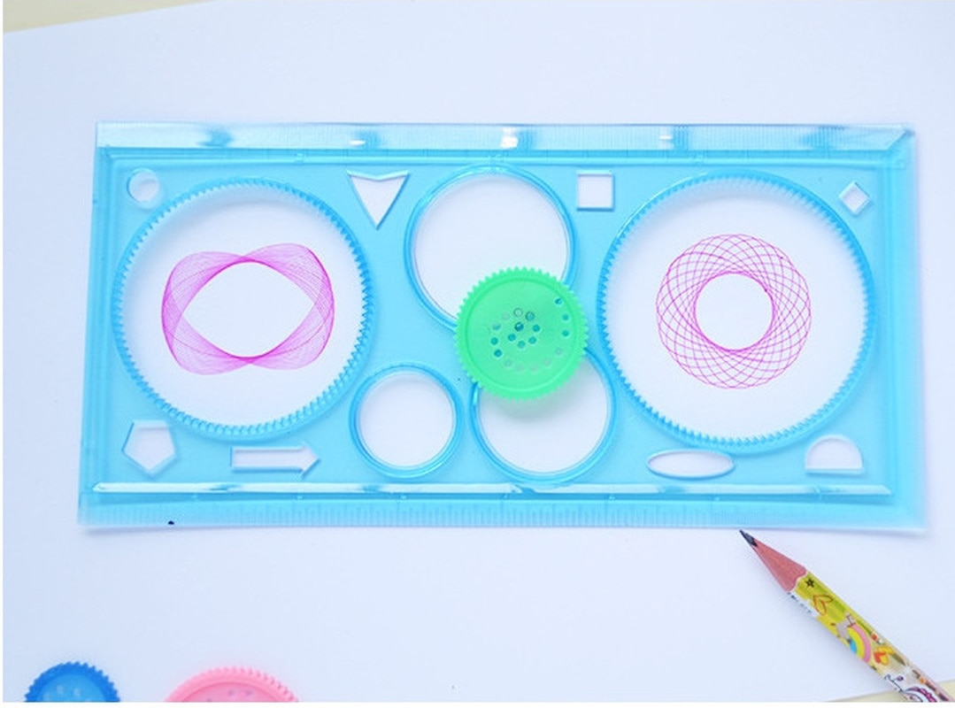 Painting Ruler Two-Color Transparent Million Flower Ruler Drawing Template Ruler Versatile Ruler For Children School Kids