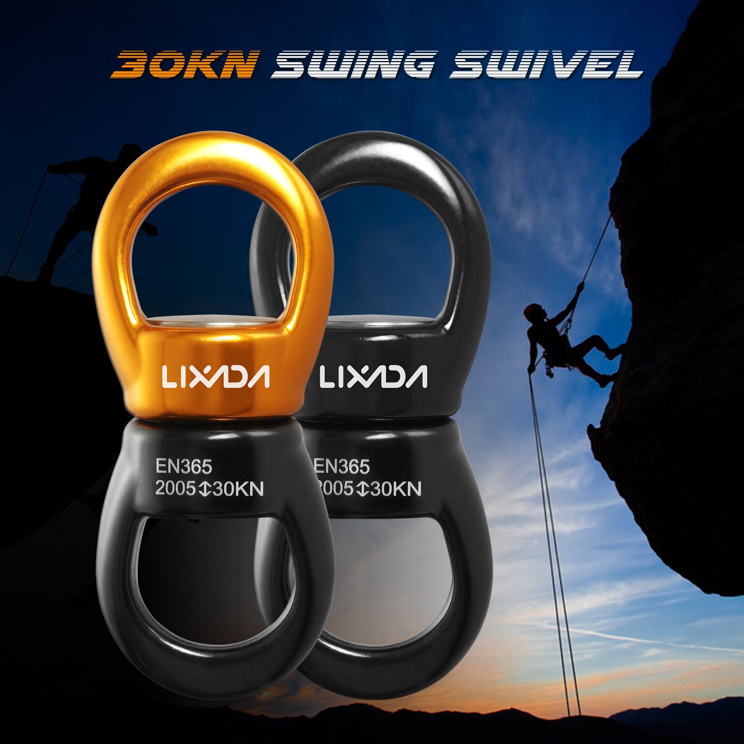 Lixada Swing Swivel 30kN Safest Rotational Device Swing Spinner Carabiner Swivel Climbing Rope Swivels for Swing Setting Hammock