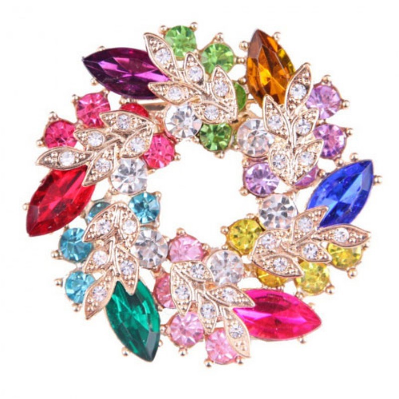 Broche redondo feminino simples coroa fivela pino acessórios de corpete: Banhado a ouro antigo